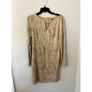 Vince Camuto gold shimmer dress sz 8 Long Sleeve Christmas New Years Party